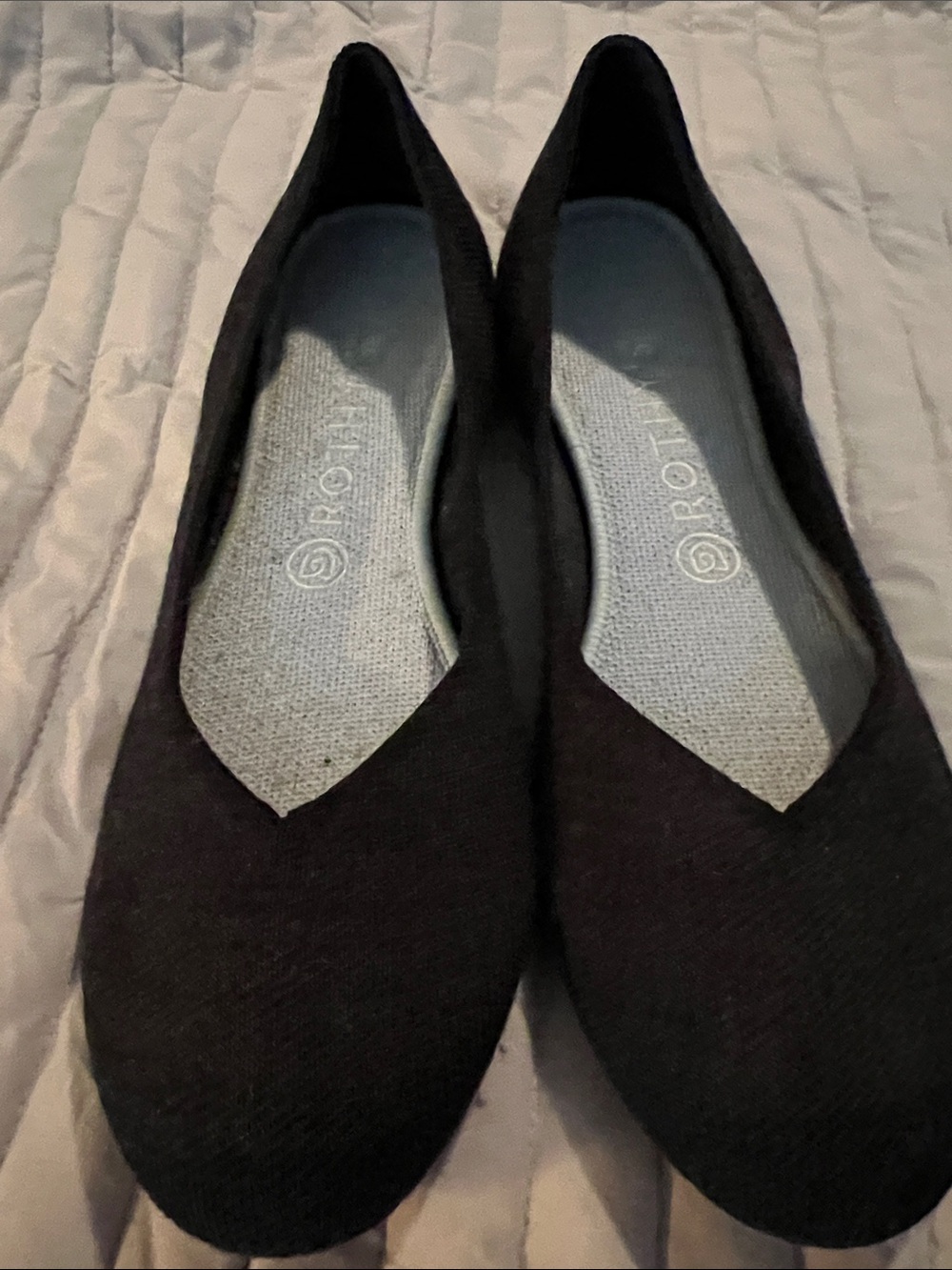 Rothy's Black Knit V‑Cut Ballet Flats 9.5